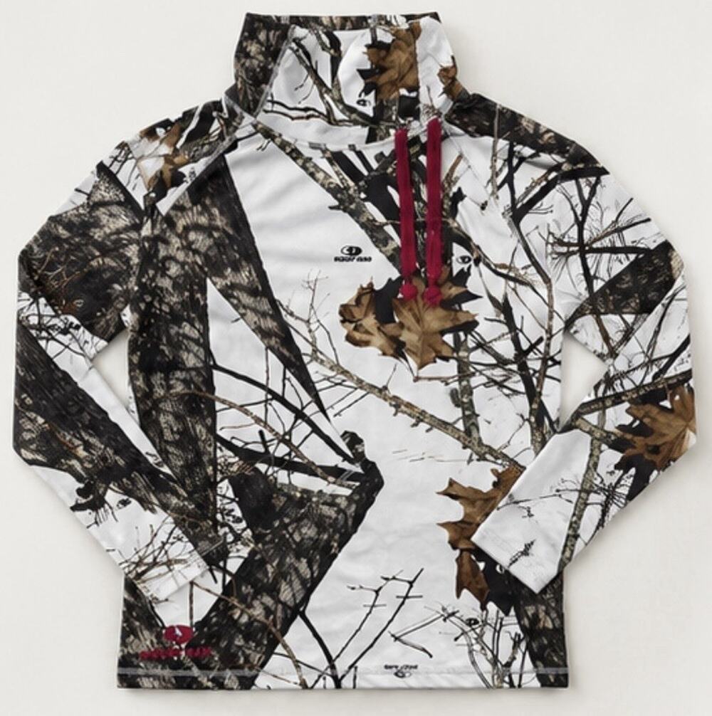 Mossy Oak Camo Performance Hoodie Women’s Medium White Pink Long Sleeve Hunting